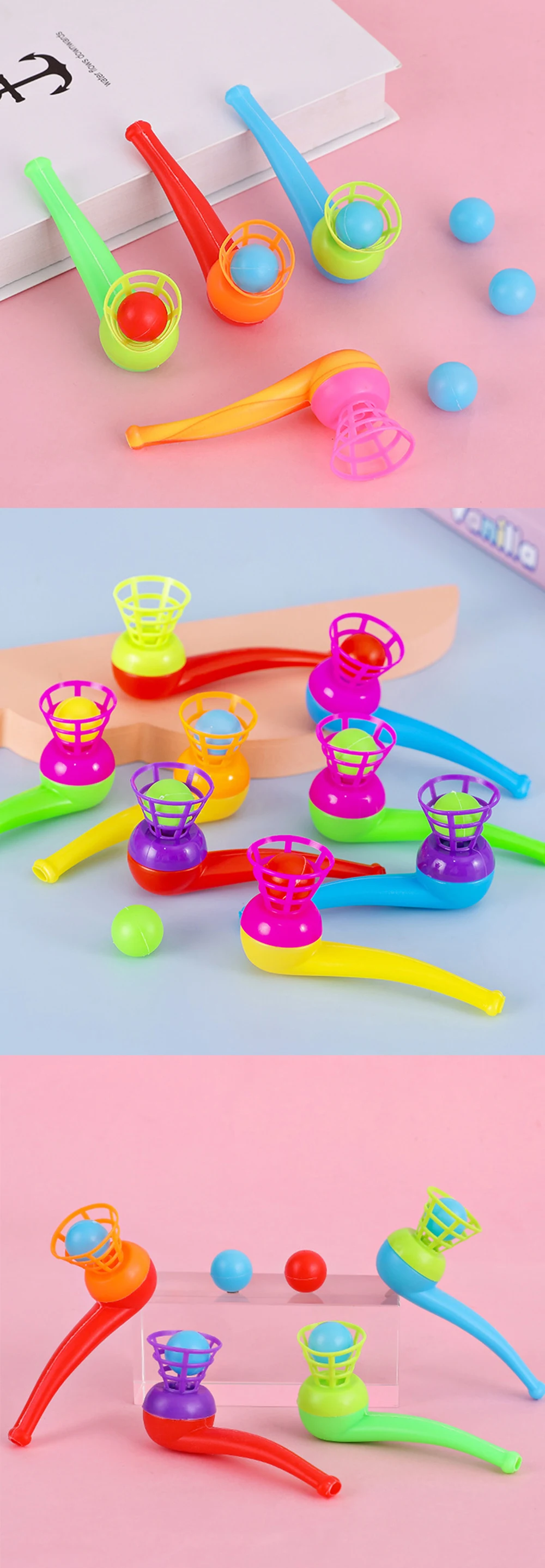 6/12 Stück Zufällig Gemischte Farben Schwimmende Bälle Plastik-Blasrohr Gleichgewichtstrainings-Requisiten Geeignet für Party-Spiele und Belohnungen ZYF – Detail 2