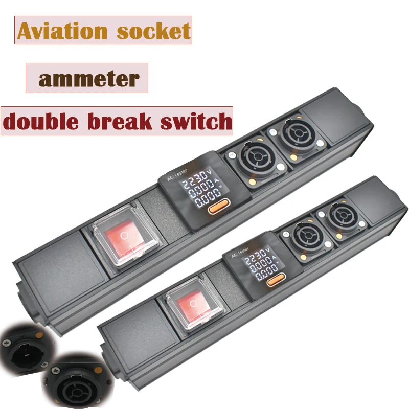 

PDU Power strip Schuko Powerlink box audio aviation socket double break switch control with ammeter No extension cable
