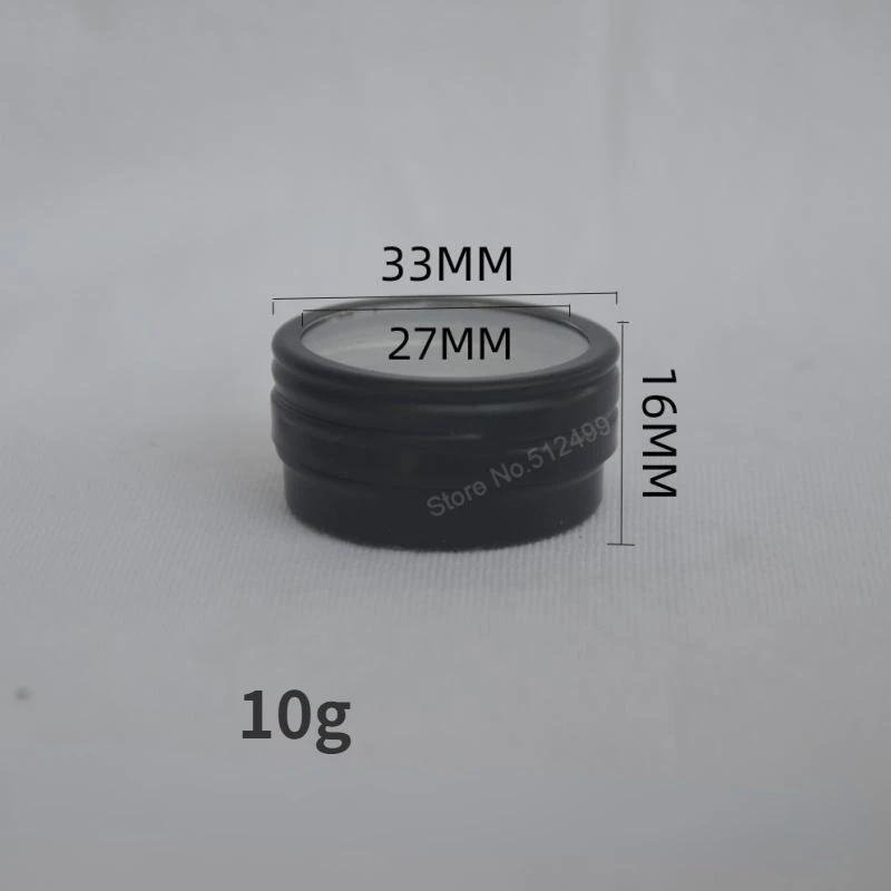 60 ml/2 Unzen mattschwarze runde Aluminiumdosen, Schrauben, durchsichtige Fensterabdeckung, Kosmetikproben-Aufbewahrungsbehälter, Behälter, Glasbox – Detail 3