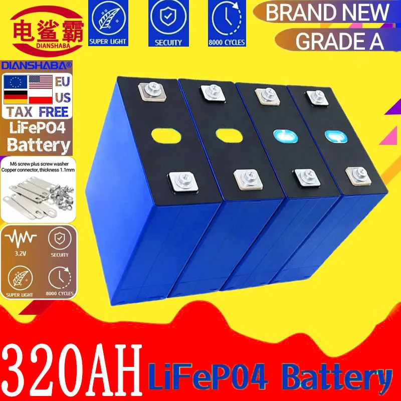 

Original DIY 12V 24V 48V rechargeable lithium iron phosphate battery 8000+cycle 320Ah LiFePO4 battery 3.2V electric vehicle Golf
