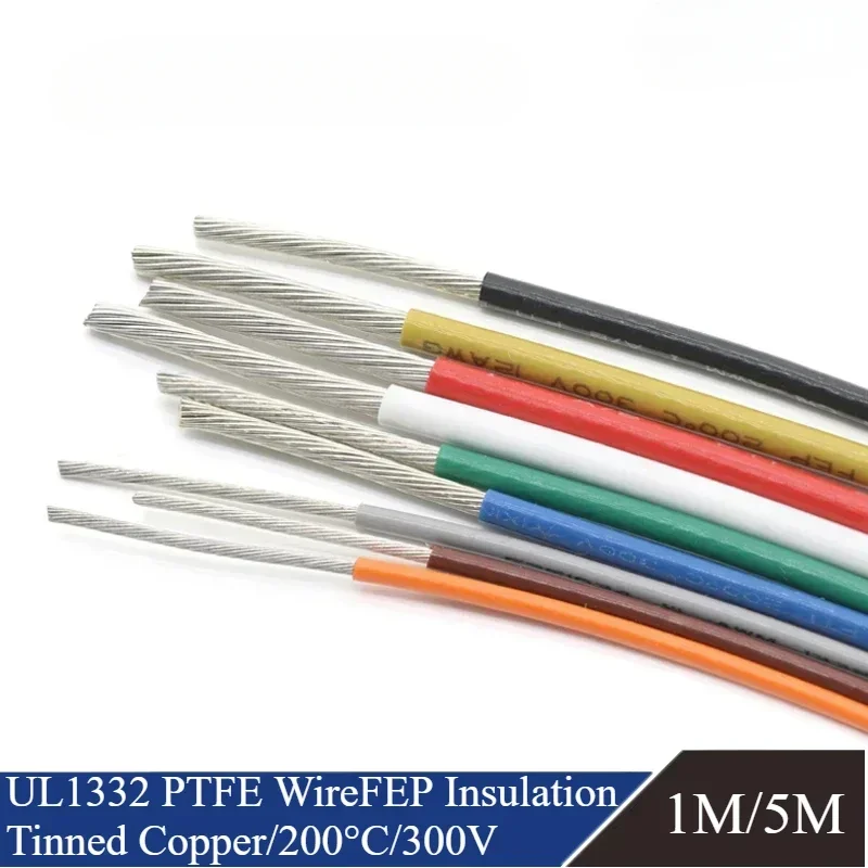 1M/5M UL1332 PTFE Wire 30/28/26/24/22/20/18/16/14/13/12/10 AWG FEP Insulated High Temperature Electron Cable For 3D Printer