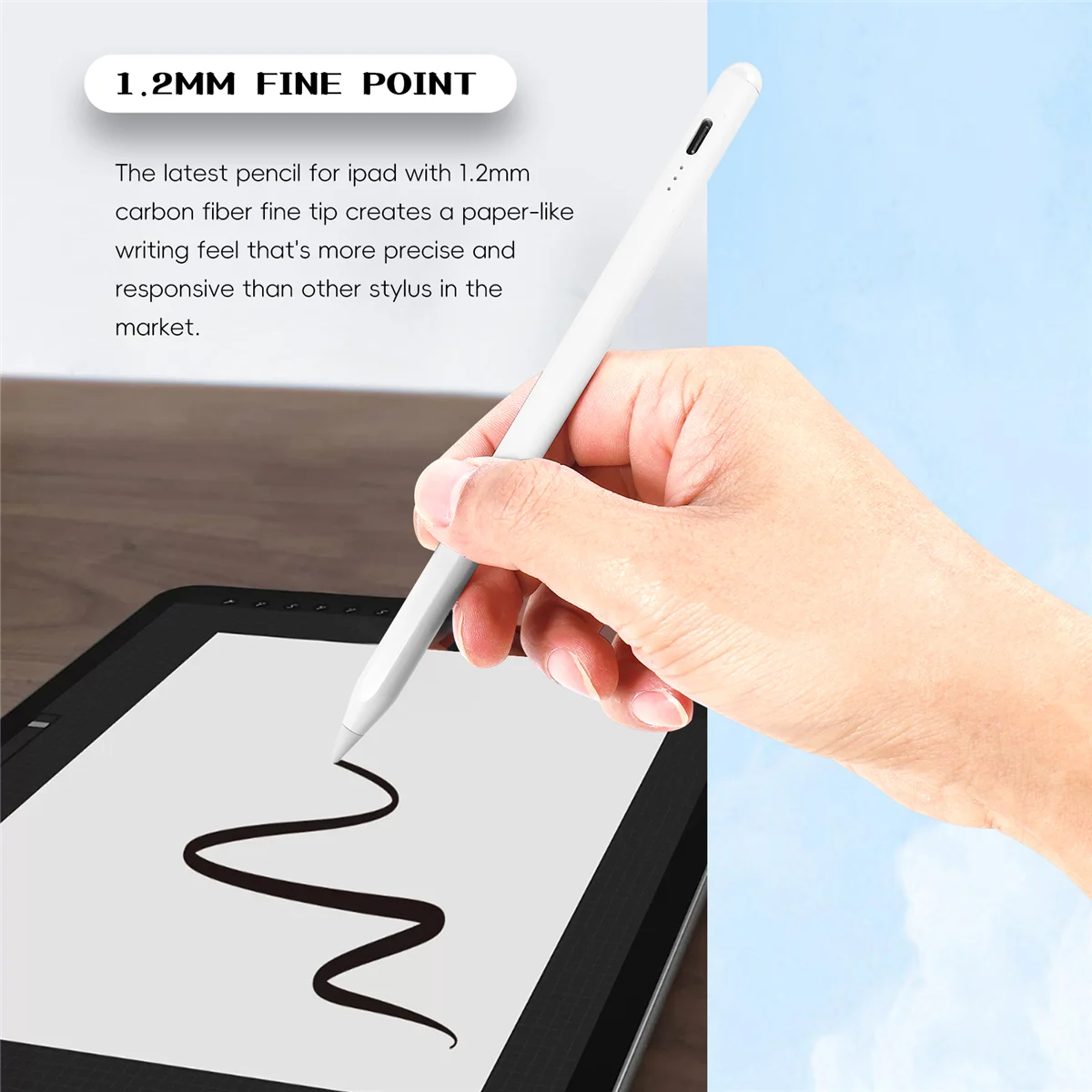 for Apple Pencil 2 Contact Pen Stylus for iPad Pro 11 12.9 9.7 Air 3 Mini 5 Active Pencil No Delay Drawing Pen (White)