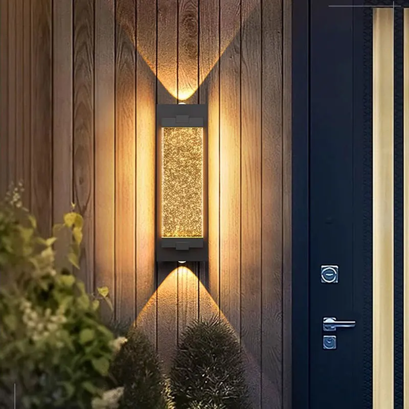 Modern Outdoor Waterproof Wall Lamp Crystal Simple Design for Garden Courtyard Balcony Terrace Street Villa Hotel Porch Corridor