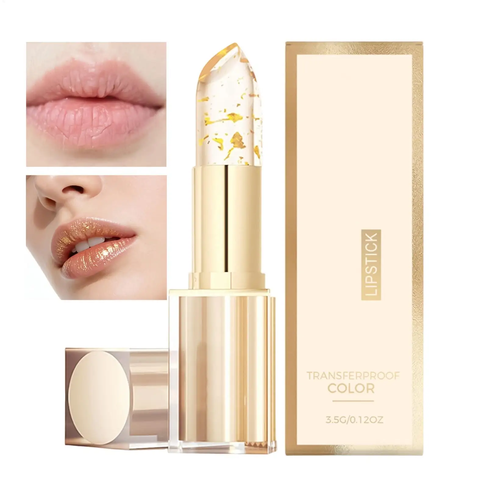 Color Changing Lip Balm Gold Foil Lip Balm Color-Changing All Ages Skincare Cosmetics Deep Nourishing Lip Care Stick lip care