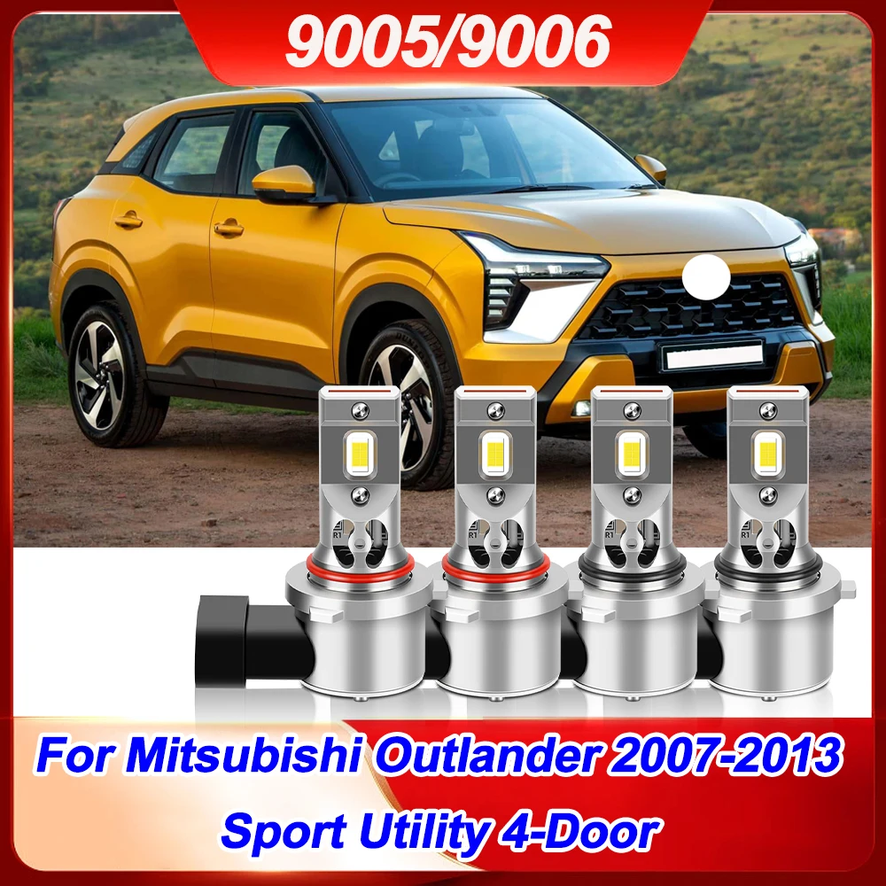 

For Mitsubishi Outlander 2007-2013 Sport Utility 4-Door 9005 9006 Light Bulb 20000LM Car Headlight Bulbs 6500K HB3 HB4 Auto lamp
