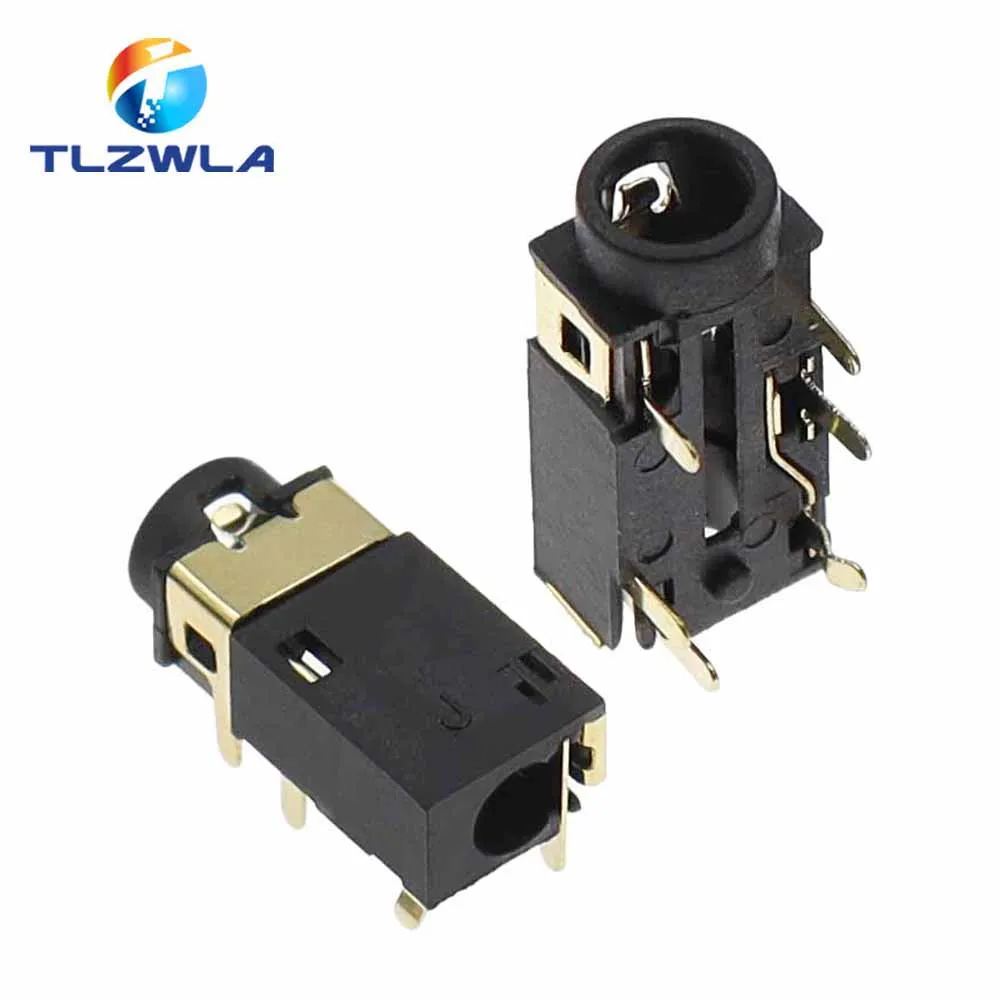 10Pcs 3.5Mm Dip Headphone Socket Audio Socket Pj-342 Surface Mounted 6 Feet Double Track Gold Plated PJ342