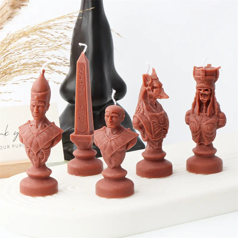 VERIDIAN Silicone King and Queen Chess Candle Mold Soldier Pharaoh Sacrifice Knight Plaster Silicone Mould Candle Resin Mold