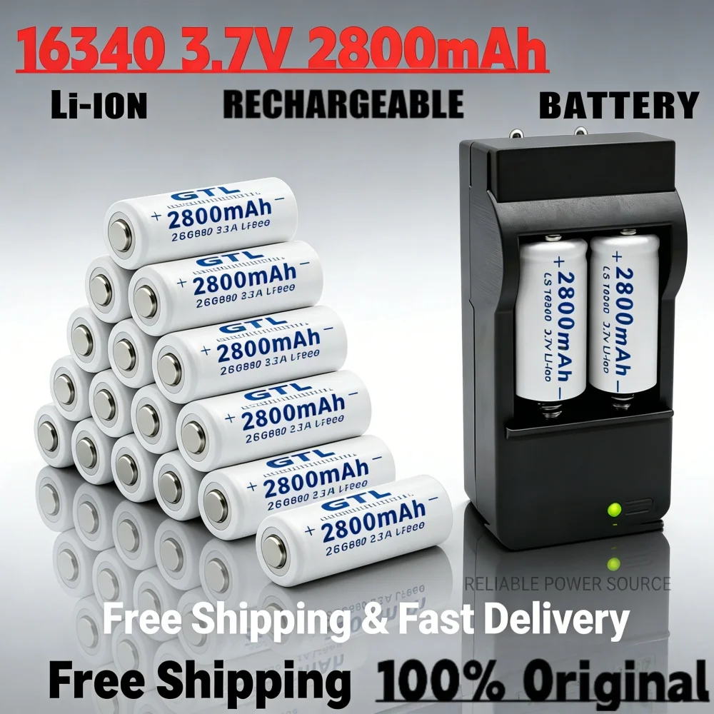 

3.7V 2800mAh CR123A Battery Kit with L70 Plus Charger Stable Power Supply for Safety Cameras & Devices