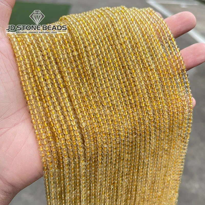 Cuenta de Cuarzo rutilado dorado con piedra Natural de 3mm, espaciador suelto, cuenta redonda pequeña para la fabricación de joyas, collar Diy, accesorio de pulsera