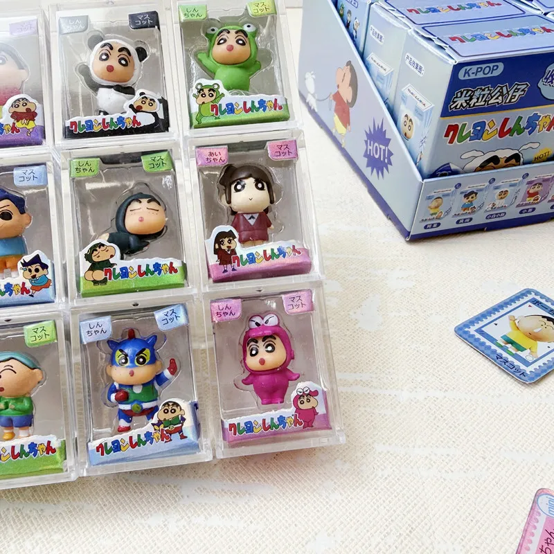 1 Set 12 Pcs New Crayon Shin Chan Rice Grain Doll Second Wave Trendy Play Doll Hot Selling Doll Machine for Gift Exchange Y2k
