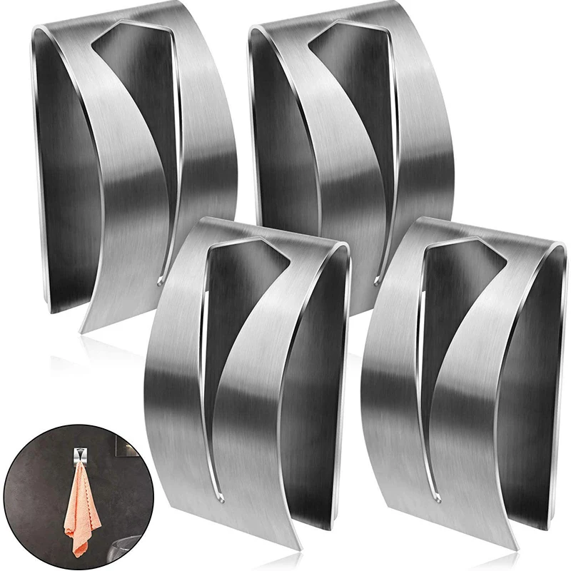 1Pc gancio portasciugamani in acciaio inossidabile Clip autoadesiva appendiabiti da bagno portasciugamani da parete per uso domestico
