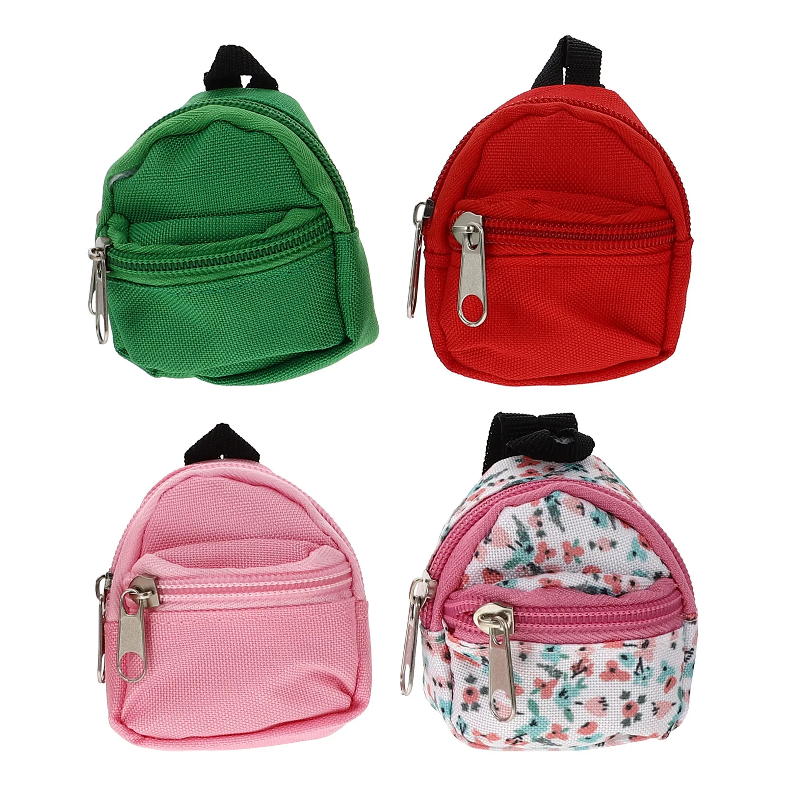 

4Pcs Mini Backpacks Adorable Zipper Bags Baby DIY Accessories Mini House Decoration Micro Scene Ornament Bag