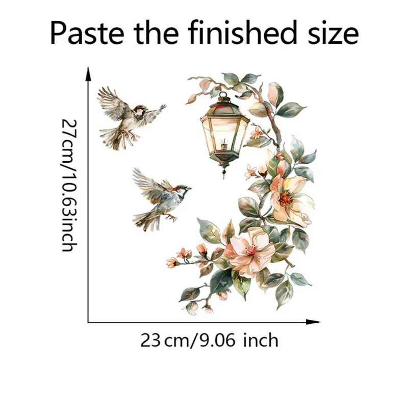 الملونة زهرة قلادة ضوء الطيور ملصقات جدار لغرفة النوم غرفة المعيشة ذاتية اللصق صور مطبوعة للحوائط ملصقات جدارية PVC