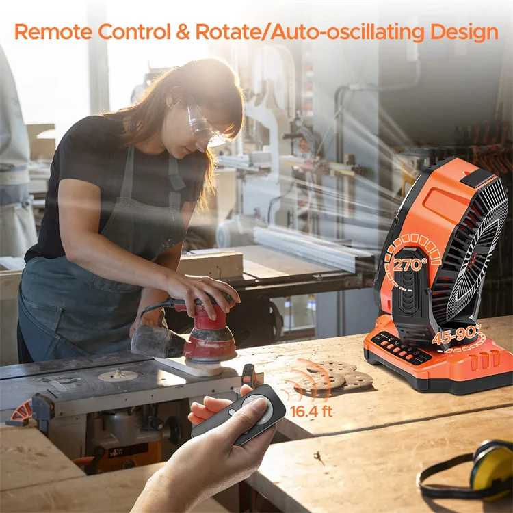 Ventilador de acampamento industrial de 40000mAh - Ventilador recarregável para barraca ao ar livre com luz LED (oscilante automático, 3 configurações de velocidade)