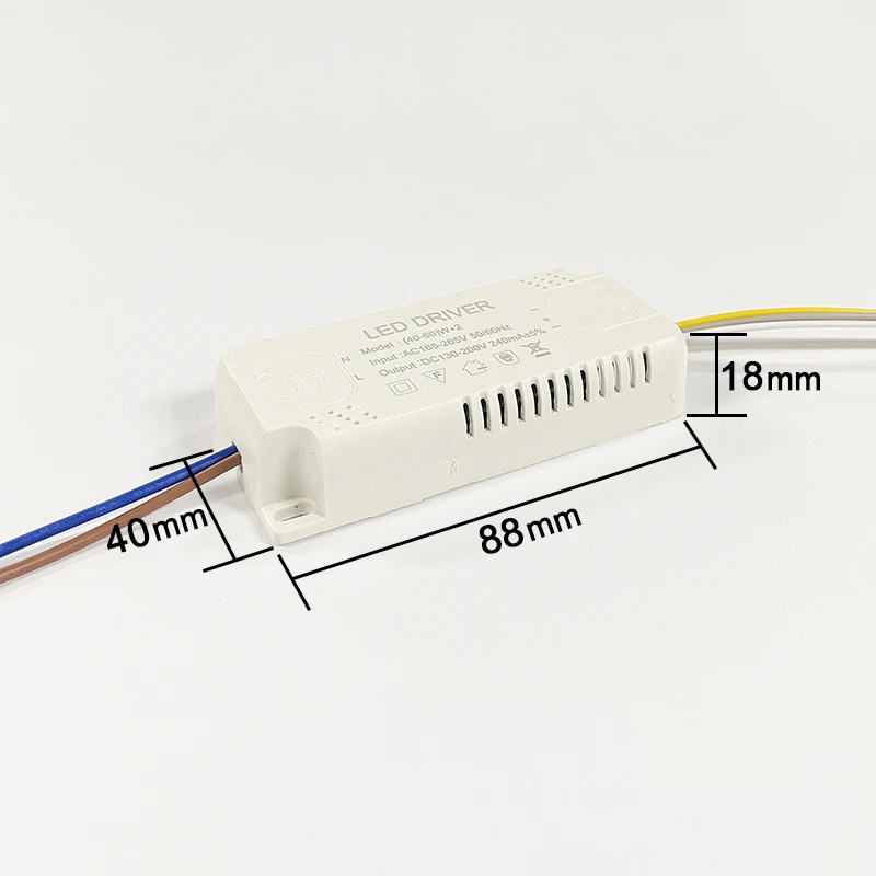 LED Driver Lights Transfermer (40-60W)*2 for Double Color Ceiling Lamps Two Channel Output DC130-200V 240mA,Input AC165-265