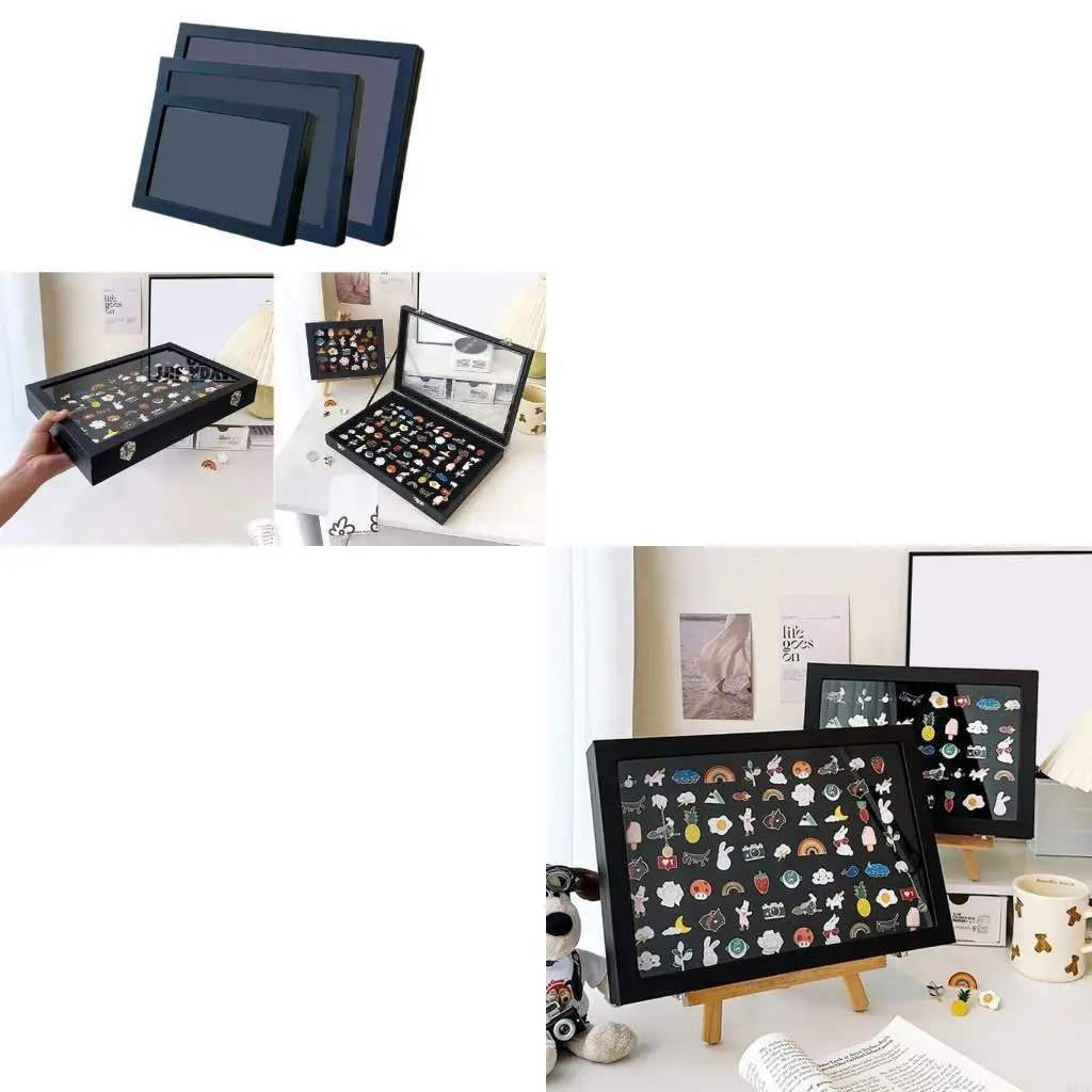 Sophisticated Pin and Medals Display Case Practical Rings and Pins Large Plush Display Box for Wall or Tabletop