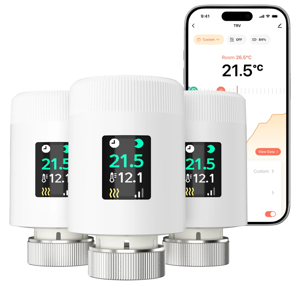 Wifi Smart home TRV 1-6PCS tuya thermostatic radiator valve actuator programmable heating IPS thermostat controller alexa google