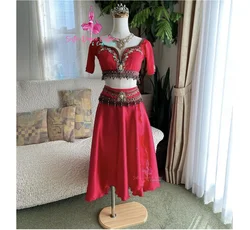 2024 Tailor-made Pirate Dancer Split Ballet Dance Children's Performance Clothing Adult Red Competition Poncho Long Dress