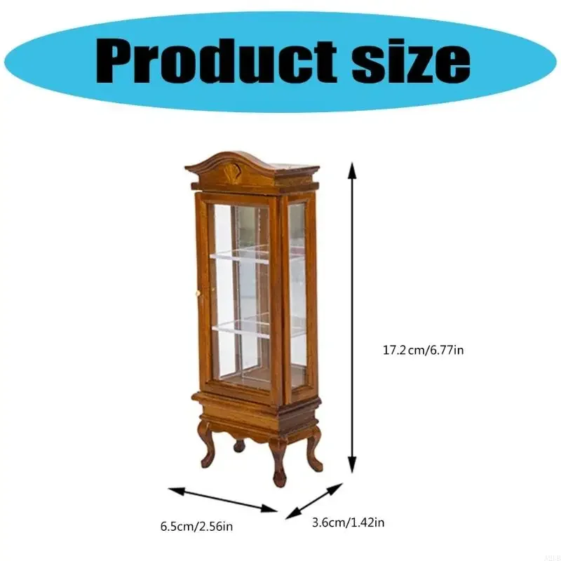 Armário exibição com porta única, para casas bonecas 1/12, armazenamento miniatura, modelo escala,