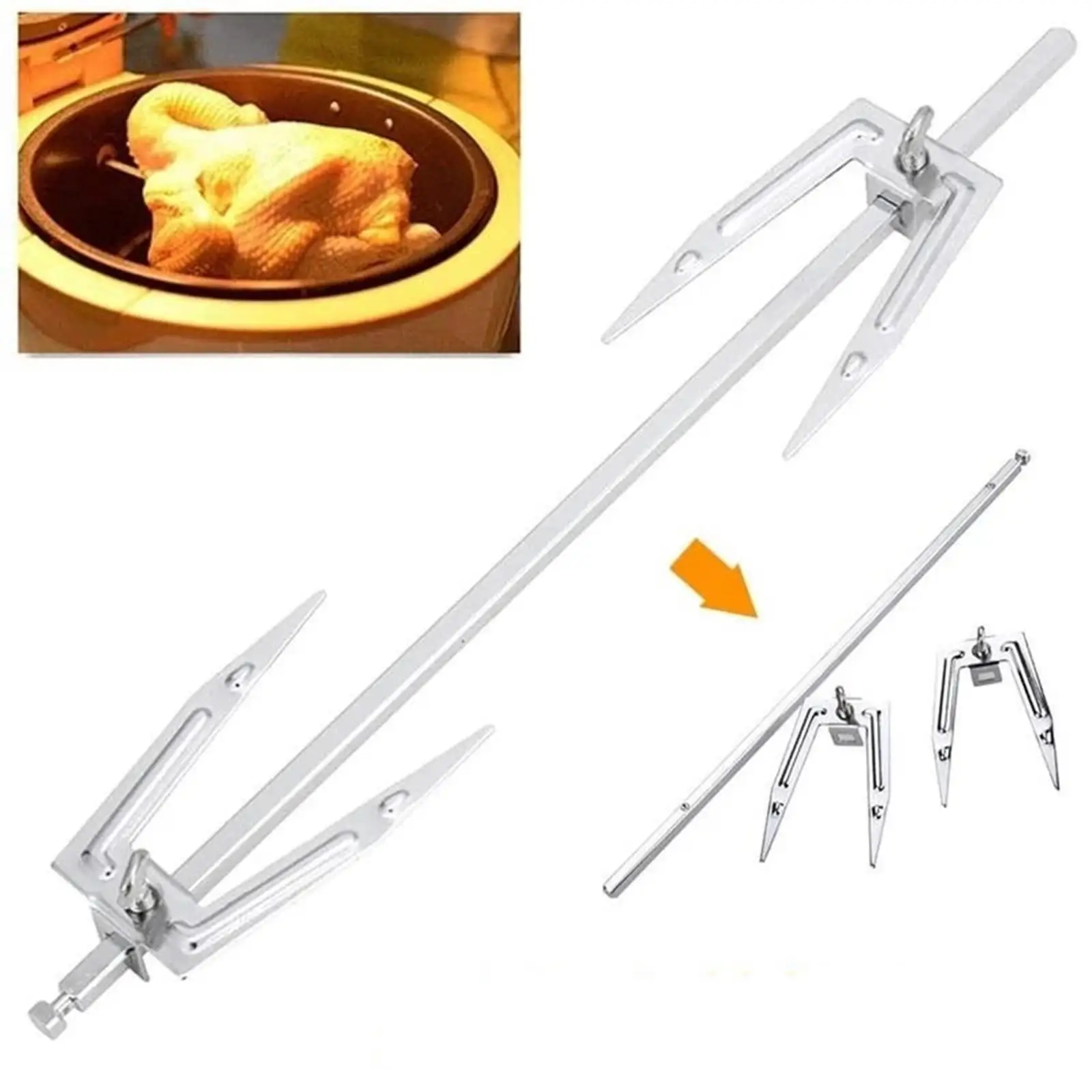 Rotating Roast Chicken Fork Stainless Steel Durable Multifunctional Sturdy Rotating Roast Chicken Fork Stainless Steel Durable Multifunctional Sturdy