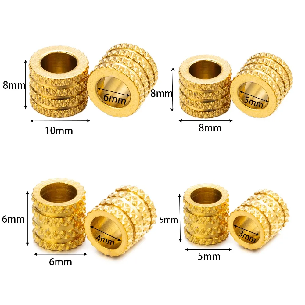 10Pcs Stainless Steel Gold Big Large Hole Tube Loose Spacer Bead DIY Pendants Bracelet Necklace Jewelry Making Supplies Findings image 6