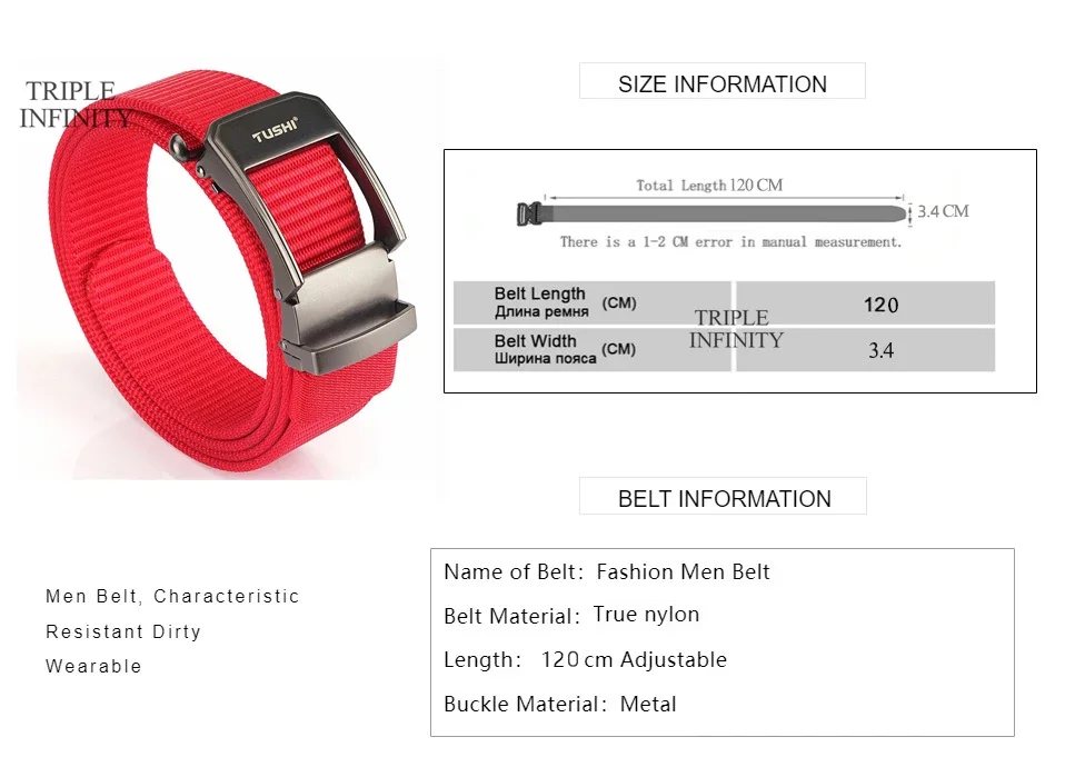 Fashion Metal Automatic Buckle Webbing Belts For Men Thick Tough Canvas Tactical Belt Outdoor 3.4cm Jeans Pants Waistband Hiking
