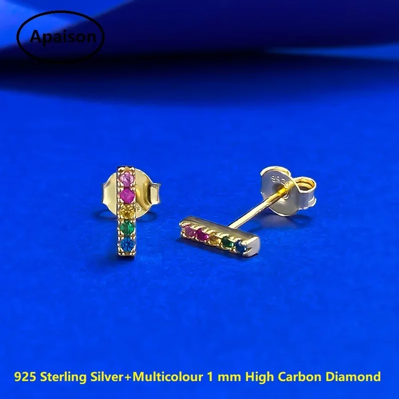 

Apaison Gold Plated Multicolour 1 mm High Carbon Diamond Stud Earrings For Women Hiphop Party Girl Jewelry Gift