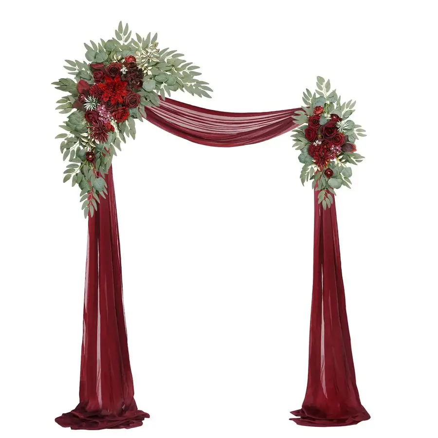 

Wedding Arch Flowers KitPack of 3,2Pcs Artificial Flower Arch Decor,1Pcs Sheer Drape for Wedding Ceremony Arbor for WeddingCerem