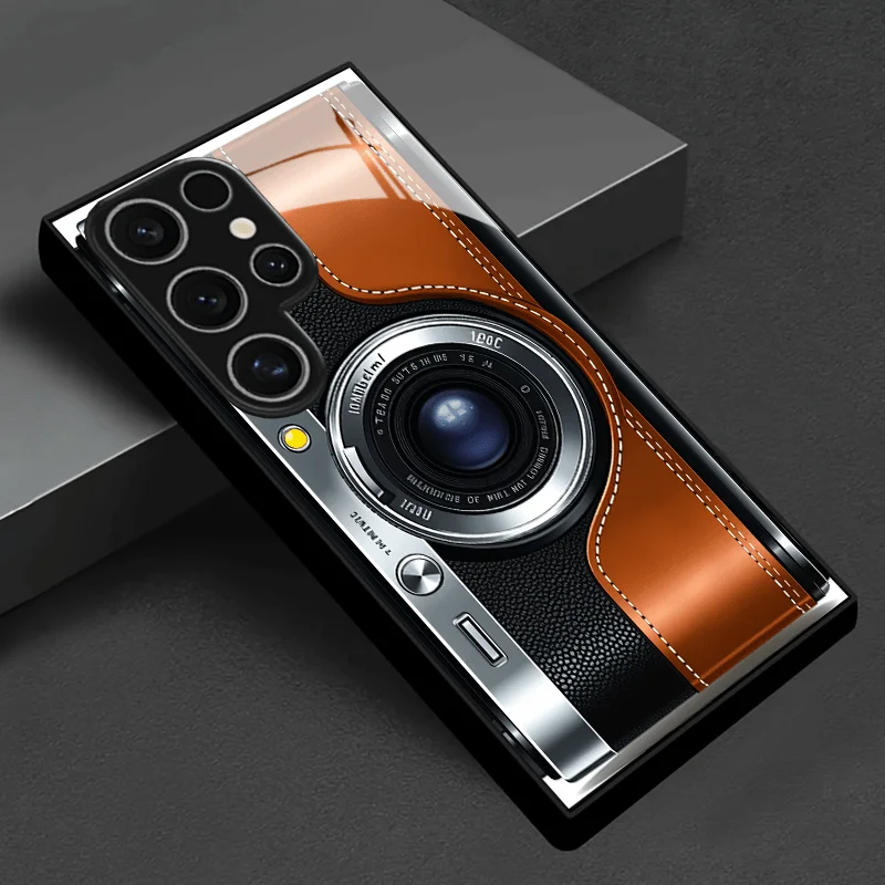 

Brown-black camera fashion phone cases phone case mobile phones 폰케이스 glass for Samsung Galaxy S26 S25 S24 S23 S22 FE,Ultra,Plus