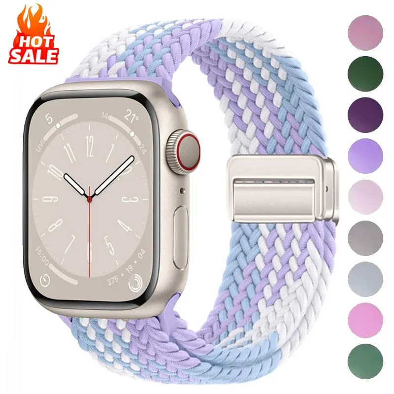 Нейлоновый плетеный ремешок, совместимый с Apple Watch S10 46 мм 44 мм 40 мм 45 мм 49 мм 41 мм 38 мм iWatch series se 10 7 3 5 6 8 9 Ultra