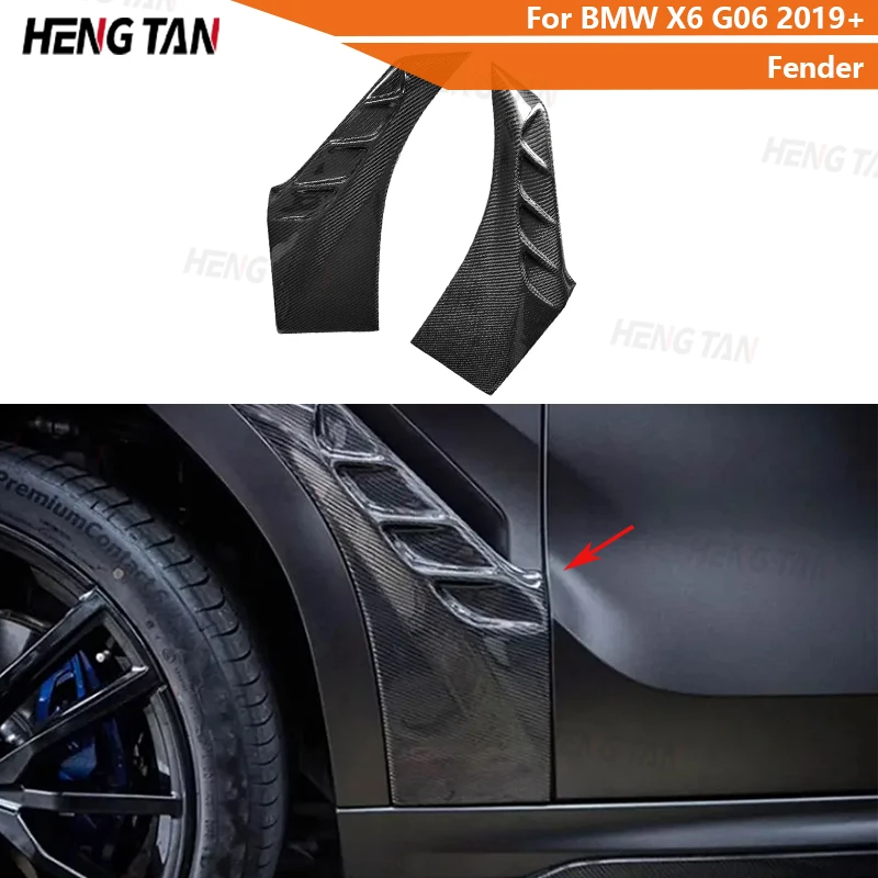 For BMW X6 G06 2019+ Carbon Fiber Car Side Fender Vents Trims Frame Body kit Front Fender Vent Fin Gill Trim Covers