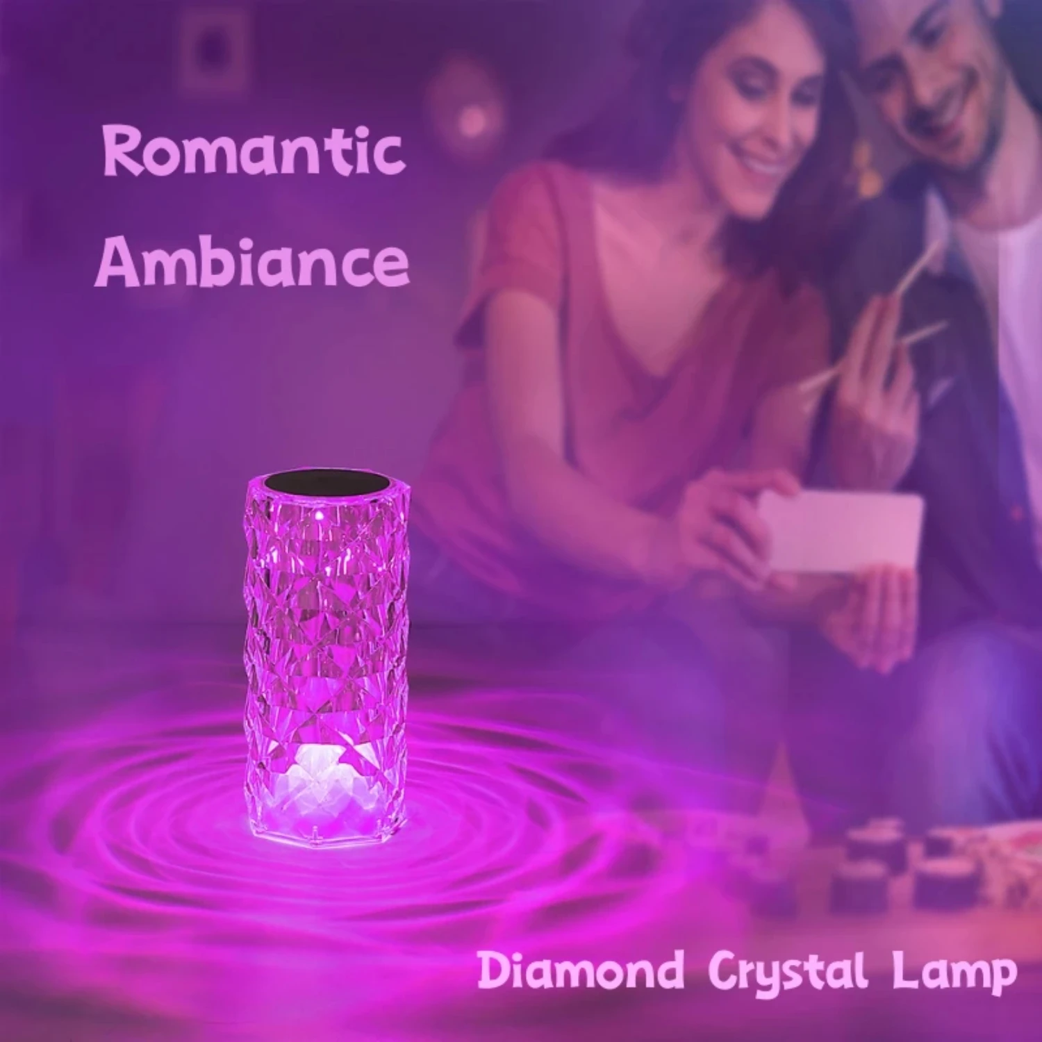 Rechargeable Crystal Rose LED Table Lamp | 16 Colors | Bedroom, Living Room, Bedside Decor