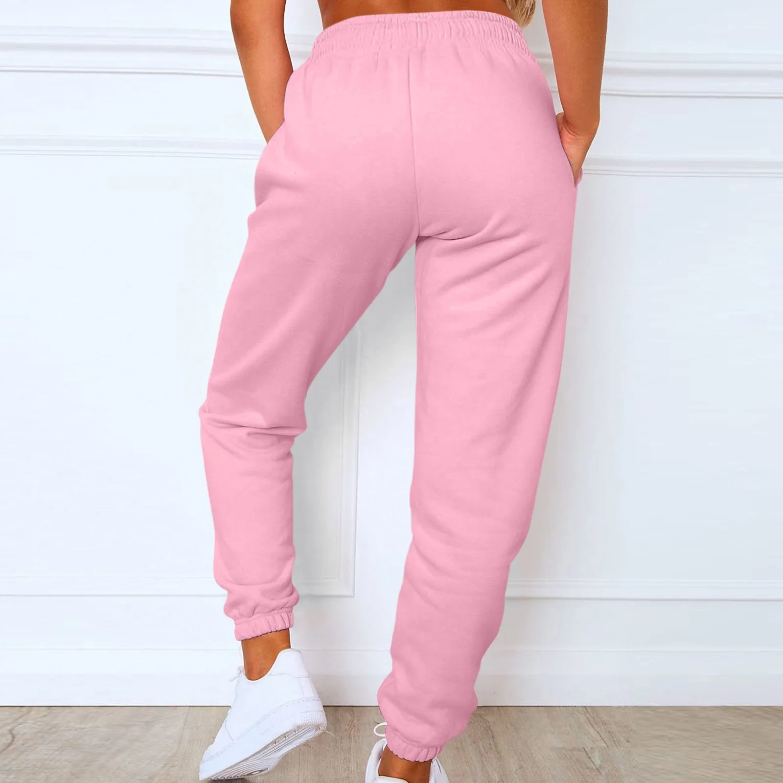 البضائع Sweatpants النساء الرياضة بلون الرباط جيب سراويل تقليدية الإناث وزرة ممارسة طماق رياضة اللياقة البدنية الرياضة