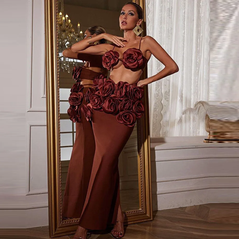 

Satin Ball Gown Evening Dress with Rose Appliques for Cocktail Party Prom Formal Wear Women's Fashion Dress Sexy Gala Dress