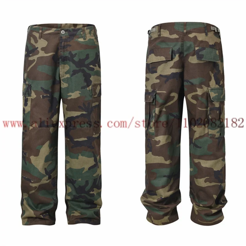 Adjustable Waist Camouflage Work Pants Men Women High Quality Vintage Loose Multi Pocket Work Pants