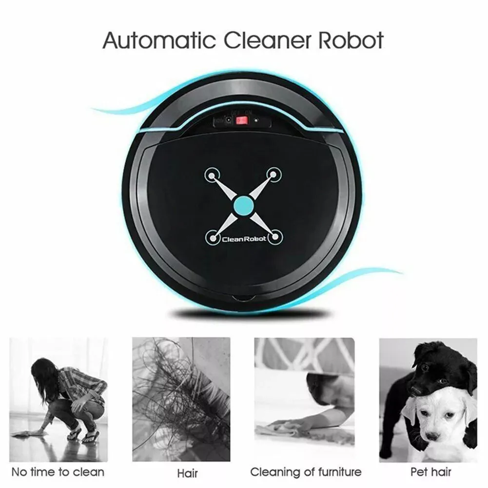 Black/White For Smart Robot Vacuum Cleaner Automatic Sweeper Floor Carpet Clean Rechargeable 22.8X22.8X7CM USB Auto Cleaner