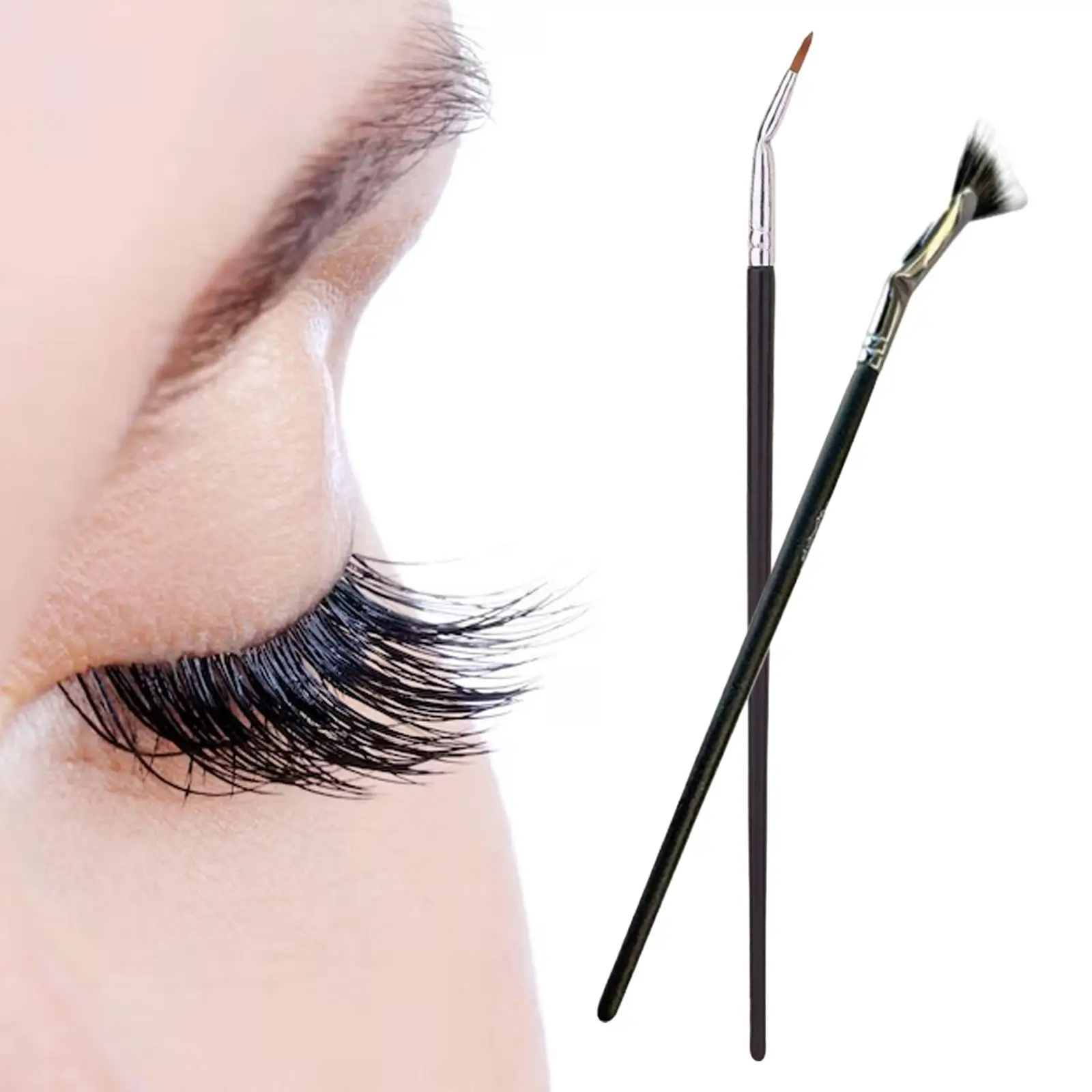 2 Pieces Eyelash Eyeliner Brush Fan Shape Eye Brush for Eye Shadow Painting Gift Natural Eyebrow Brush for Adults