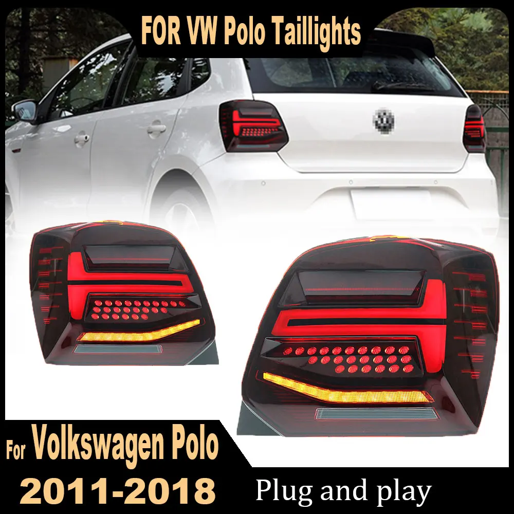 Światła tylne LED do Volkswagen Polo 6R 6C Gti 2011 2012 2013-2018 Dynamiczna animacja Sekwencyjne tylne lampy kierunkowskazów