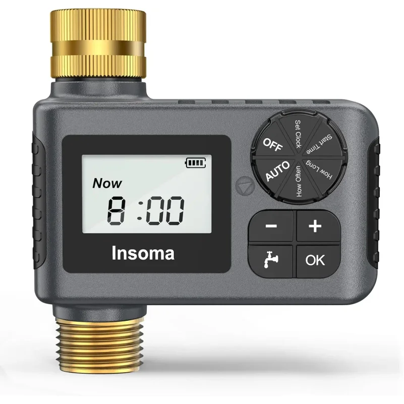 INSOMA Automatic Watering System Smart Garden Irrigation Water Timer with Brass Swivel for Hose Fuacet Outdoor Garden IPX5