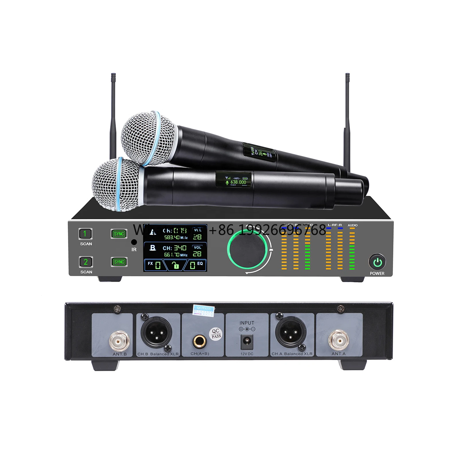 

TFT-200 Professional UHF Wireless Microphone 2CH True Diversity Effects Metal Handheld Mic for Karaoke Speech Meeting Party