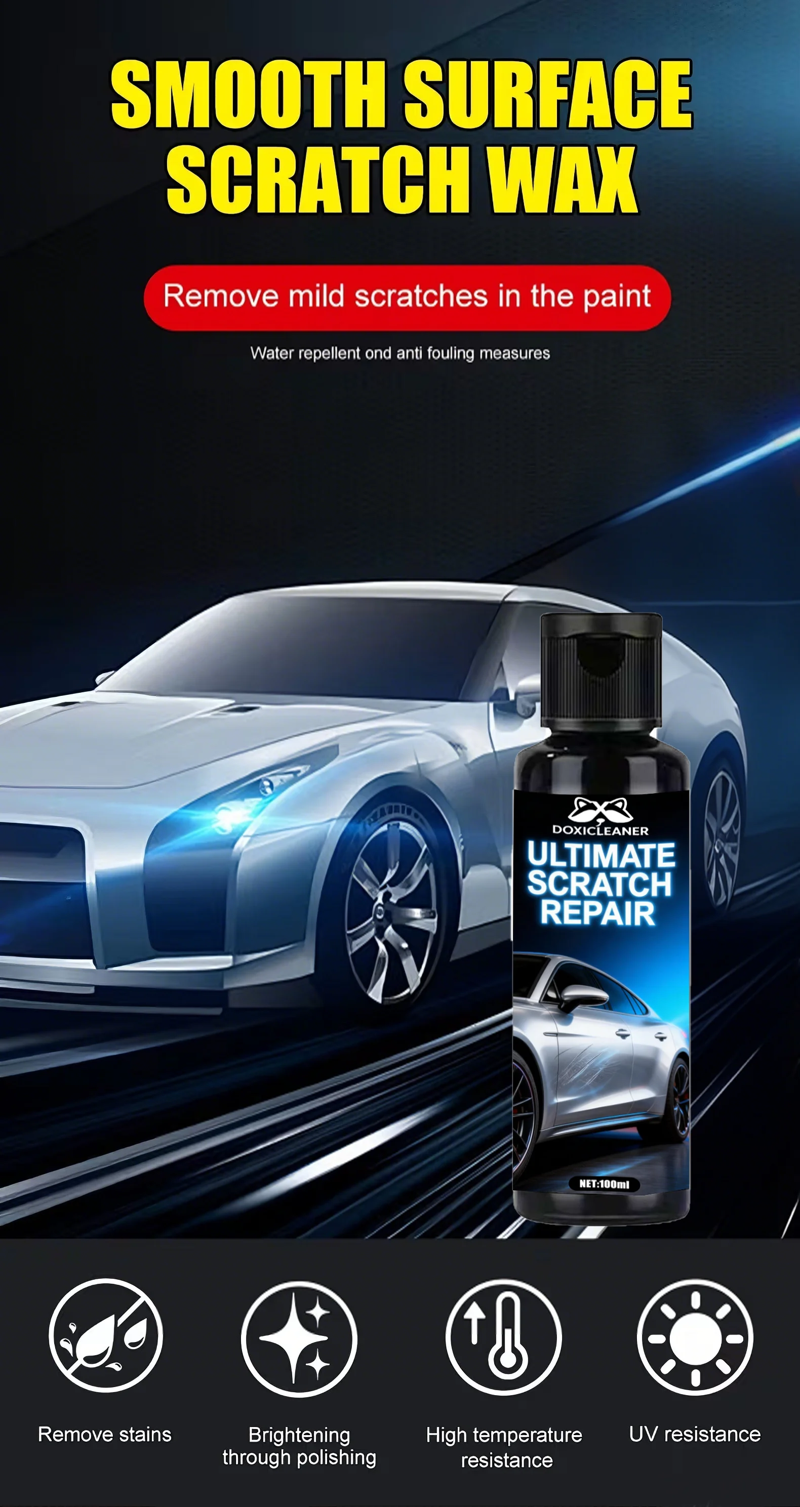 Wosk do naprawy rys na lakierze samochodowym, ulepszony zestaw naprawczy, do usuwania rys, krem polerski do naprawy rys na lakierze samochodowym, do polerowania