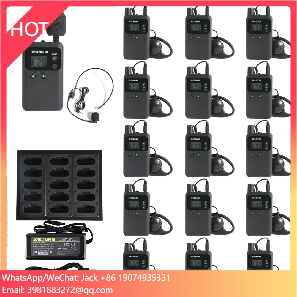

813T 813R Wireless Tour Radio Guide Headset System 1 Transmitter 15 Receivers 1 Charger For School Simultaneous Interpretation