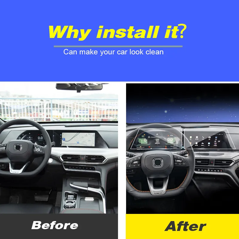 Vtear Car Console Transparent TPU Stickers Cover GPS Navigation Protective Film Decoration Accessories For Changan Uni-t 2024