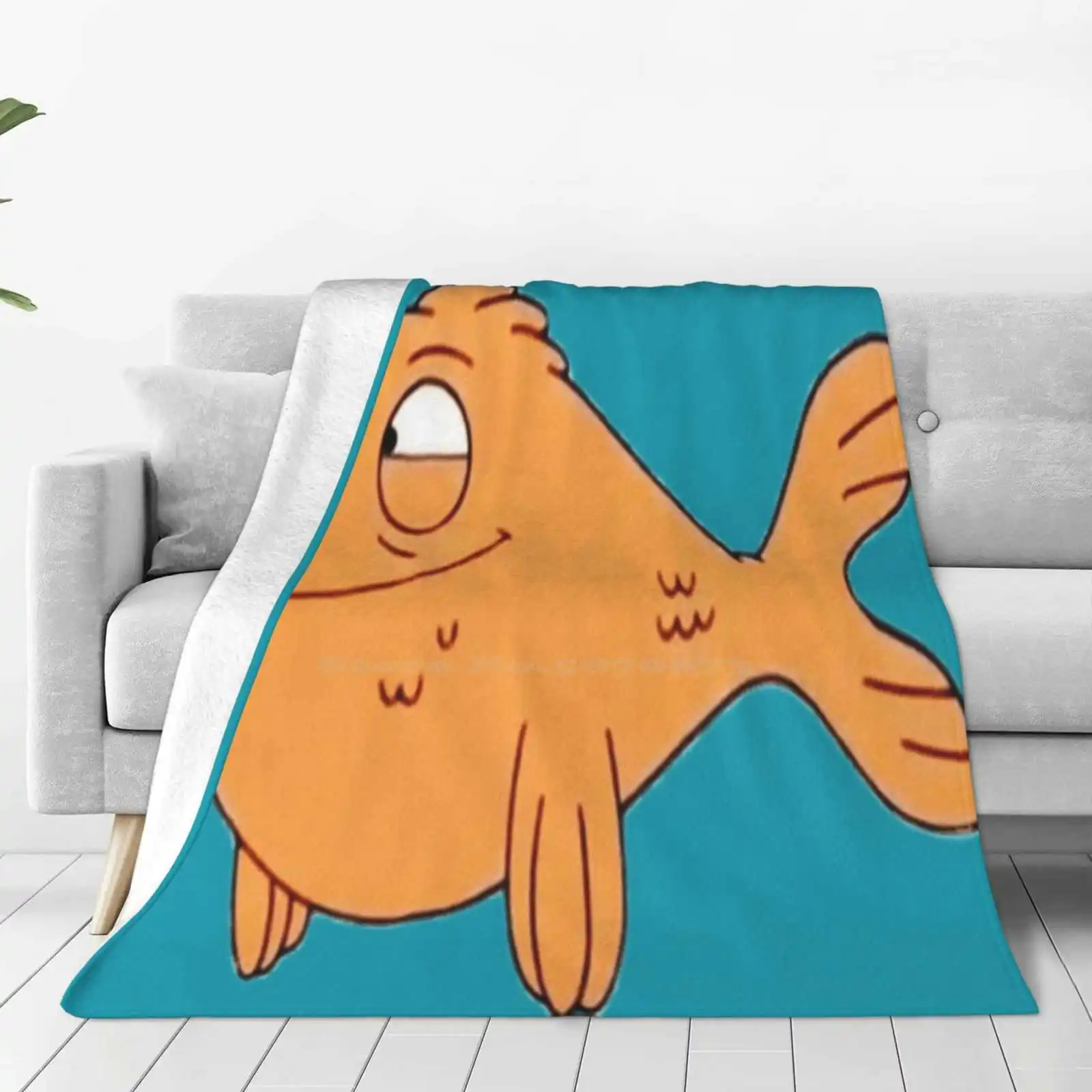 Klaus The Goldfish New Selling Custom Print Flannel Soft Blanket Goldfish Cute Japanese Aquarium Blue Kawaii Orange Pet Ocean