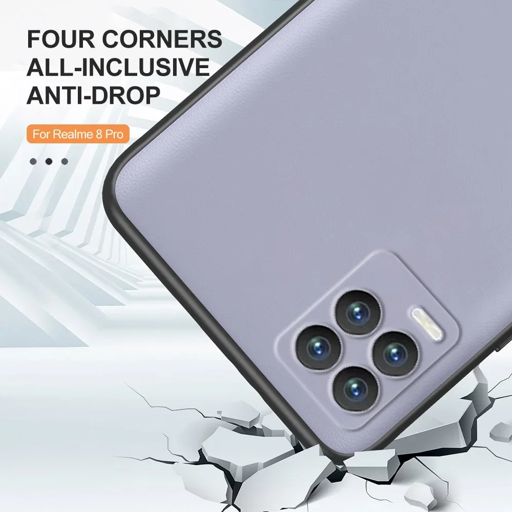 Luxury Leather Case For OPPO Realme 8 Pro Shockproof Full Cover Phone Back Shell Funda For Realmy Realmi Realme8 Silicone Bumper