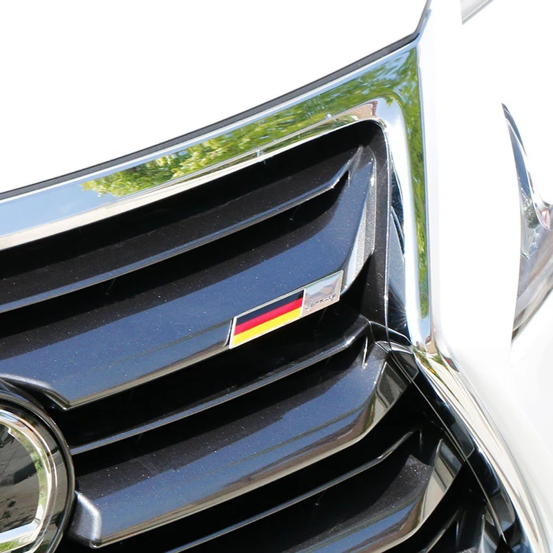 Aluminum Alloy Cover Flag Grille trunk dashboard steering wheel uniform color side fenders 2pcs Aluminum Alloy Sticker