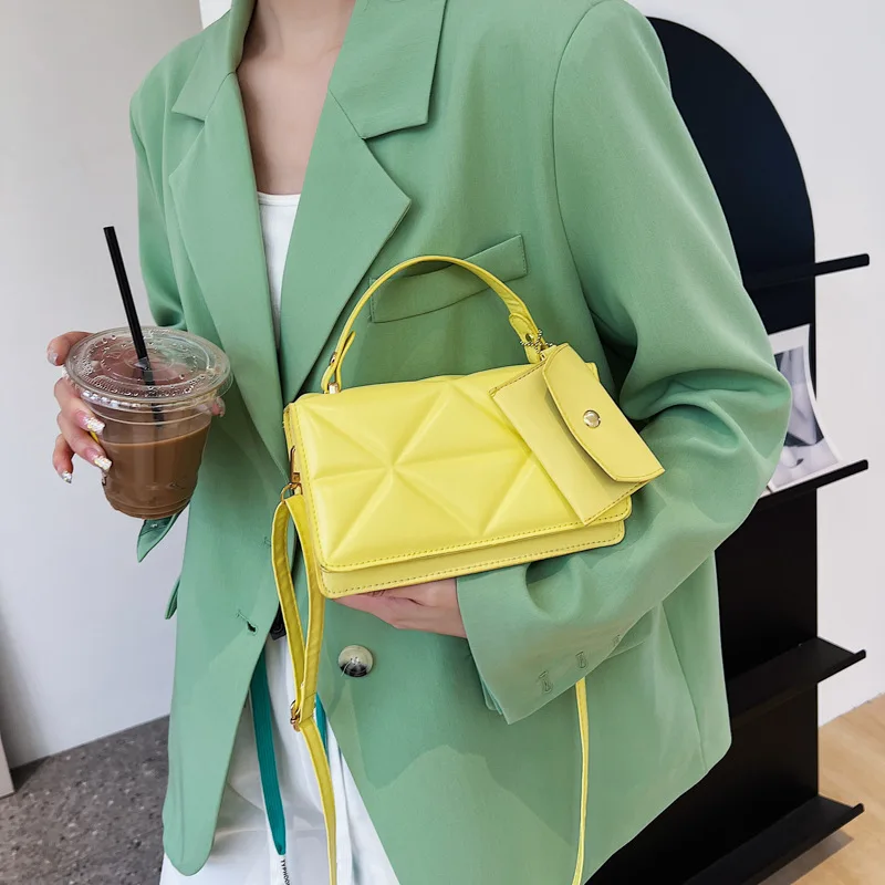 Borse di tendenza della moda versione coreana per le donne borse e borsette in composito di colore puro Crossbody Small Square Package