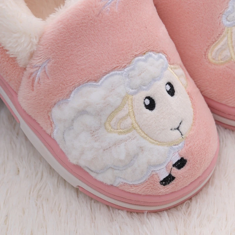 Toddler Girl Slippers Winter Shoes Little Kid Casual Home Wear Baby Warm Anti-slip Loafers Cartoon Sheep Children House Footwear