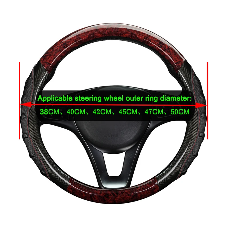 Car Truck PU Leather Embossed Steering Wheel Cover Steering-Wheel For Auto Diameters 36 38 40 42 45 47 50CM 7 Sizes to Choose