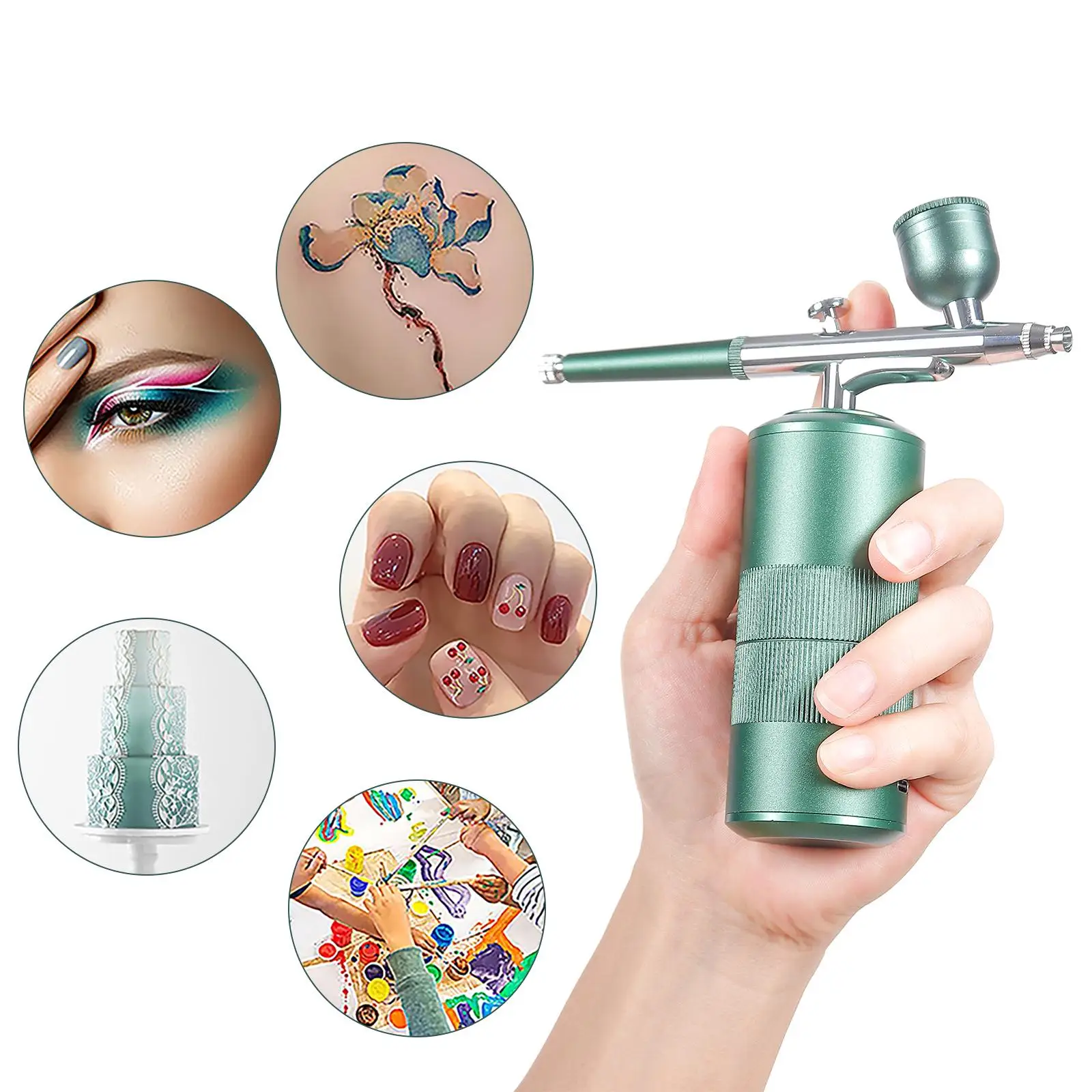 Mini Airbrush Kit with Compressor Accessories Spray Pump Airbrushing Tool for Nail Shoes Model Coloring Painting Barber